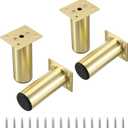 Sumnacon 4PCS Aluminium Alloy Furniture Legs - Round Adjustable Sofa Legs Furniture Cabinet Legs, 4 Inch Funiture Feet for Cabinet Desk Table Chair Sofa Bed, Gold