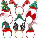 URATOT 9 Pack Creative Holiday Headbands Christmas Party Costume Headwear Elves Party Hats Reindeer Headbands for Christmas Accessory