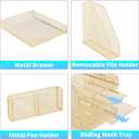 Desk Organizer, 5-Tier Paper Letter Tray Organizer with File Holder, Drawer and Pen Holder, Desktop Organizer for Office Supplies, Gold