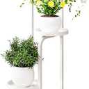 INGIORDAR Plant Stand Indoor Outdoor 3 Tier Metal Plant Shelf for Multiple Plants Corner Flower Holders for Living Room Balcony Bedroom Patio Garden, Black (White, 3-Tier)