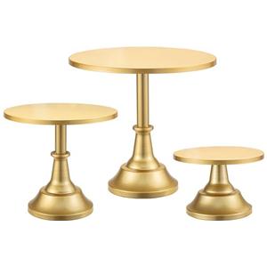 HBlife 3 PCS Gold Cake Stand Set (8"/10"/12" Plate) for 6-10 Inch Cakes, Dessert Table Display Set, Cupcake Stand for Party, Wedding, Birthday, Baby Shower, Anniversary (Metal)