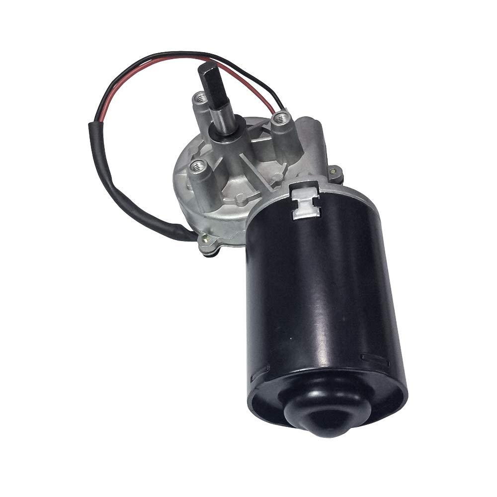 Garage Door Motor 30 Watts 24V DC Right Angle Reversible Electric Gear Motor with Double Flat Shaft 50 RPM High Torque for DIY Engine
