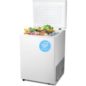 Chest Freezer 2.8 Cubic Feet Compact Freezer with 2 Removable Baskets, Free Standing Top open Door Deep Freezer, Adjustable Temperature for Home Dorm, Bar, Basement, Kitchen (White)