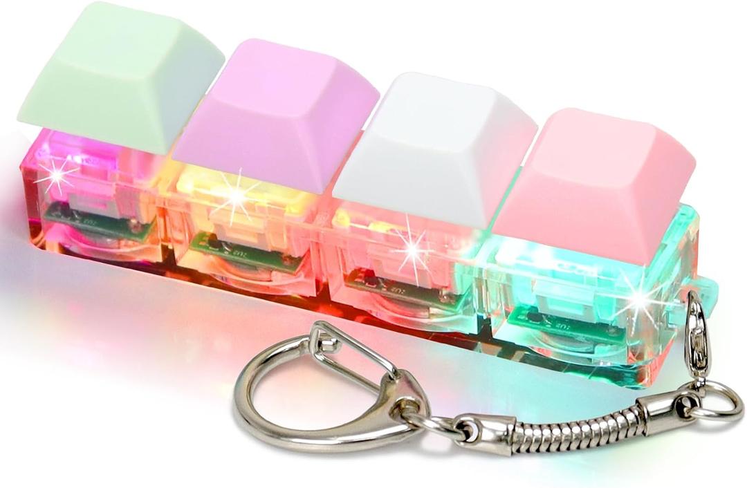 Keyboard Fidget Toys for Adults Keyboard Clicker with LED Light Keychain Fidget Sensory Fun Toys for Anxiety Decompression