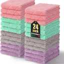Homaxy 24 Pack Dish Towels for Kitchen (10 x 20 Inches, Multi Color), Super Soft and Absorbent Coral Velvet Dish Cloths for Washing Dishes, Nonstick Oil Fast Drying Microfiber Cleaning Cloth