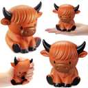 Hungdao 2 Pcs Highland Cow Stress Toys Highland Cow Stress Balls for Slow Rising Squeeze Sensory Toys PU Foam Fun Appreciation Gift Anxiety Relief Prize Fidget Party Favor Adults Cute Office