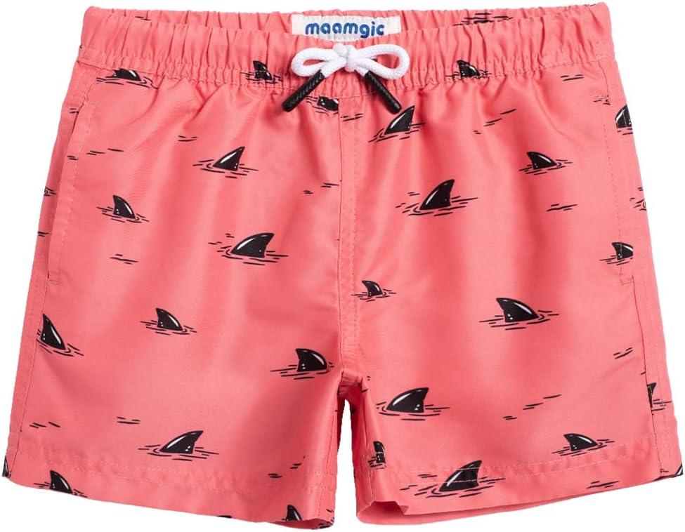 maamgic Boys Swim Trunks Toddler Swim Shorts Little Boys Bathing Suit Swimsuit Toddler Boy Swimwear (14-16 Years, Pink Black Whale)