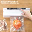 Compact Food Vacuum Sealer Machine, 75KPA Suction Power, LED Digital Timer Display, Dry and Moist Food Modes, Ideal for Home Kitchen Use, Includes 20 Bags, White