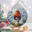 American Robin Stained Glass Orament - Christmas Ornament - Christmas Decorations for Tree - Holiday Present ldeas - Gift Exchange