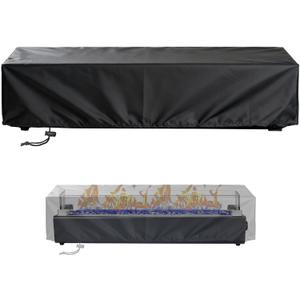 Fire Pit Cover, 28 Inch Rectangular Tabletop Fire Pit Cover, Outdoor Waterproof & UV Resistant Firepit Cover for Patio Gas Propane Fire Pit 28''L x 9''W x 9''H