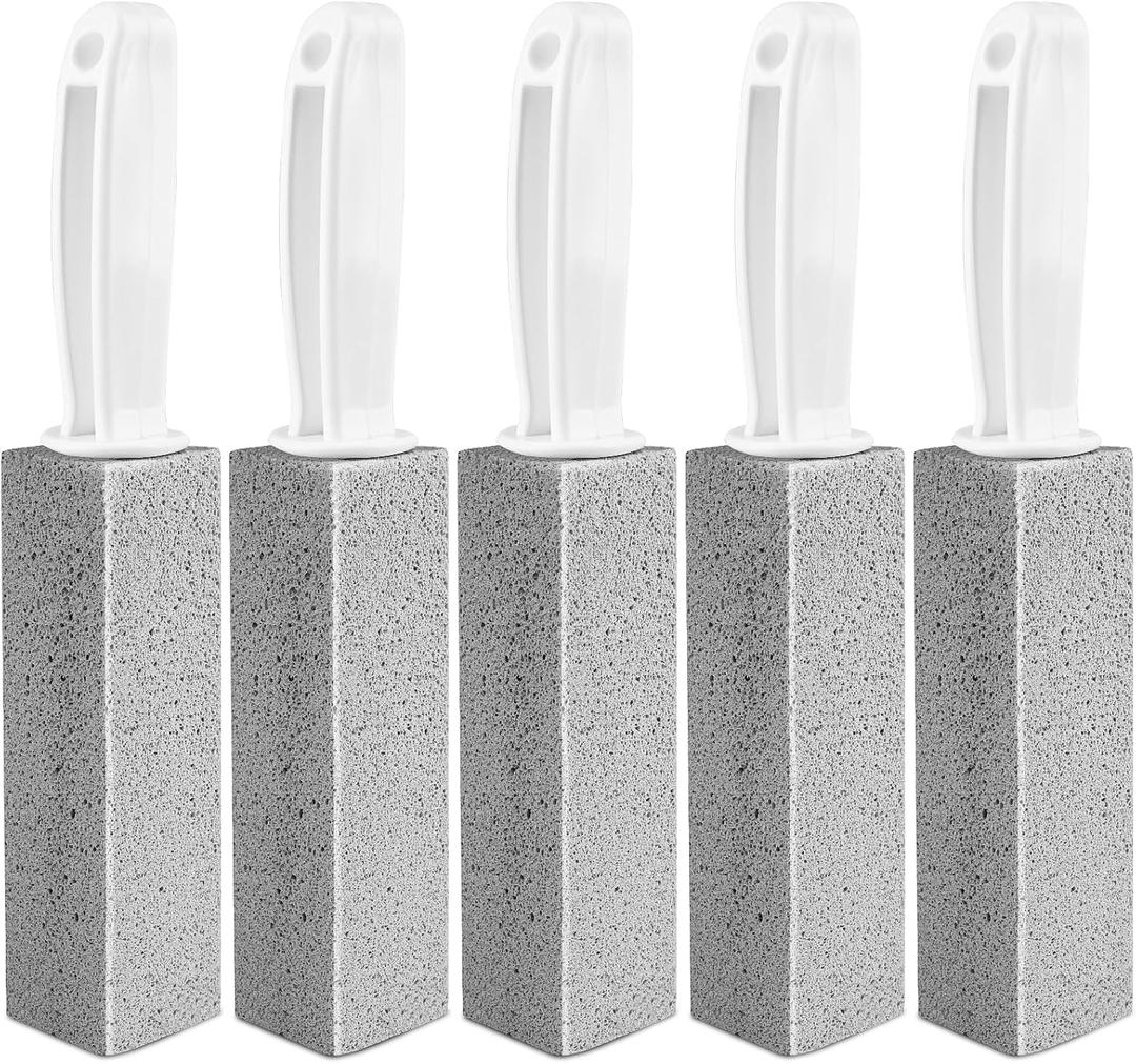 MEQHUO Toilet Pumice Stone With Handle, 5 Pack Pumice Stone Toilet Bowl Cleaner, Hard Water Toilets Ring Remover for Cleaning Toilets, Bathtubs, Stove, Grills, Swimming Pools, Sinks