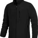 Men's Fleece Jacket Full Zip Lightweight Outerwear Jackets Multi-Pockets Soft Warm Winter Coats for Hiking Travel (X-Large, Black)