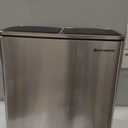SONGMICS Trash Can, 2 x 8 Gallon (2 x 30 L) Garbage Can for Kitchen, with 15 Trash Bags, 2 Compartments, Plastic Inner Buckets and Hinged Lids, Airtight, Silver and Black ULTB60NL