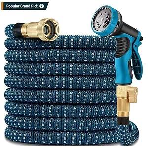 25 ft Expandable Garden Hose - 2025 Upgraded Expanding Water Hose with High Pressure Spray Nozzle - Flexible Retractable Water Hose Pipe with Heavy Duty Triple Latex Core,3/4" Solid Brass Connectors