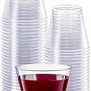 SETUP Clear Hard Plastic Cups/Tumblers [9 oz. Squat - 100 Count] Small Disposable Party Cocktail Glasses