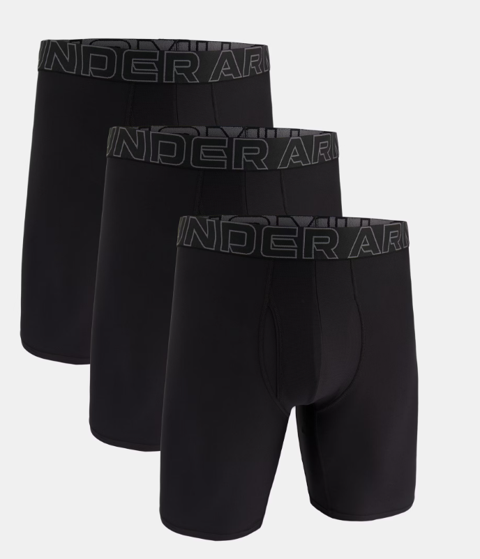 Under Armour Men's Multi-Pack Performance Tech Long-Leg Boxer Brief, 9" Inseam, All-Day Comfort