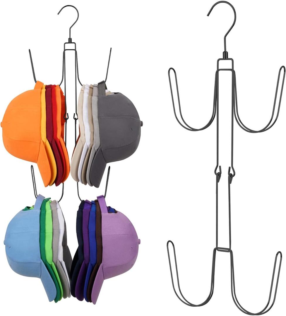 ZEDODIER Hat Hangers for Closet, Rotatable Metal Hat Organizer, Max 40 Storage Capacity, Hat Racks Cap Organizer for Baseball Caps,Spcae Saving Closet Organizers and Storage, Black (1 Pack)