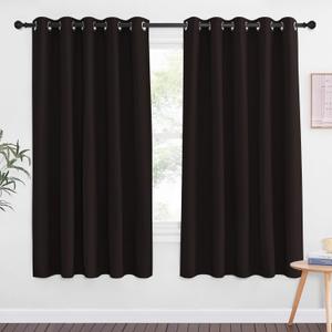 NICETOWN 66 Inch Long Blackout Curtains for Bedroom Living Room, Thermal Insulated Room Darkening Curtains, Light Blocking Blackout Drapes for Bedroom, 66" W x 66" L, 1 Panel, Toffee Brown