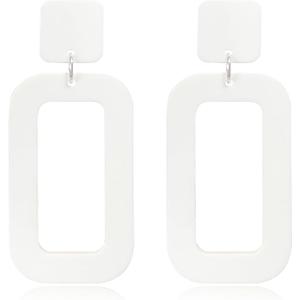 Retro Acrylic Geometric Square Earring for Women Multicolor Acrylic Neon Earring 70s 80s Party Costume Statement Jewelry Accessory
