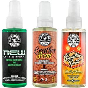 Chemical Guys AIR_301_04 New Car/Leather/Signature Scent Sample Kit, Great for Cars, Trucks, SUVs, RVs, Home, Office & More (4 fl oz - 3 Items)