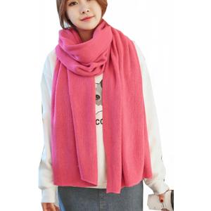 Wander Agio Womens Warm Long Shawl Winter Upset Large Scarf Pure Color Rose Red