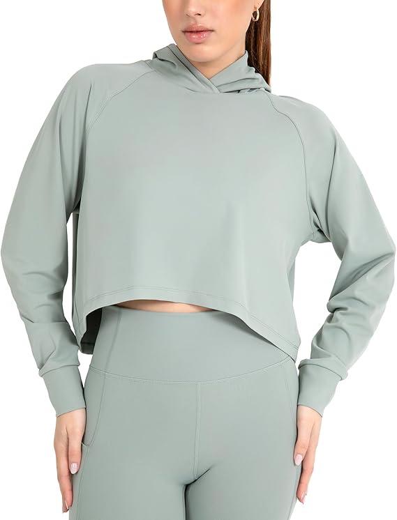 YITTY Active Women's UltraLuxe Cropped Hoodie – Soft Long Sleeve Sweatshirt, Lightweight (Activewear & Loungewear) Size M