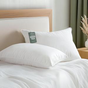 Hypoallergenic Bamboo Viscose Shell, Soft Standard/Queen Size Bed Pillows Set of 2 with Down Alternative Filling, Oeko-Tex Certified, Luxury Hotel Quality for Back, Stomach and Side Sleepers
