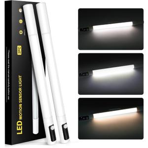 Under Cabinet Lighting,15.2" 2Pack Sensor Light Indoor with Battery Level Display Function,Closet Light can be Disassembled for Handheld use,wireless under cabinet lights fo Wardrobe,Bedroom, Kitchen (White)