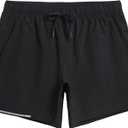 Maamgic Mens Running Shorts Workout 6" Marathon Lightweight Quick Dry Gym Shorts with Zip Pocket (Black), S