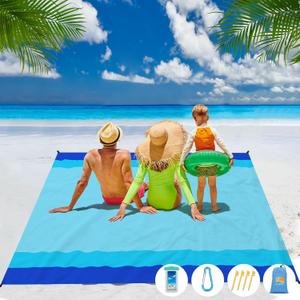 Beach Blanket Waterproof Sandproof 1-7 Adult Oversized 78 ''  81 '' Lightweight Durable Compact Sand Free Beach Mat for Travel Camping Hiking Picnic Blanket (Blue)