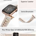Minyee Leather Band Compatible with Apple Watch Bands 38/40/41/42/44/45/46/49mm Women, Dressy Premium Leather Strap with Stainless Steel Metal Chain for iWatch Series 11 10 9 8 7 6 5 4 SE/Ultra 3 2 1