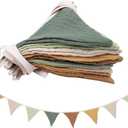 Pennant Banner Flags,Infant and toddler room decoration pennant,for Nursery Decor Baby Birthday Boho Wedding Shower Party Event (Colorful Green Banner)