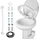 RV Toilet - Upgraded Gravity-Flush Pedal Flush(2025 New), 4.5 Gallons RV Camper Toilet High Profile with Damping Slow Down Toilet Seat and Cover for RVs, Trailers