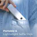 Selfie Stick for iPhone, Extended Portable Selfie Stick, Wireless Remote, Adujustable, Compact Phone Holder for Photograph, Video Recording, Streaming (White)