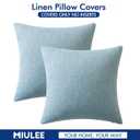 MIULEE Pack of 2 Decorative Farmhouse Linen Pillow Covers Rustic Boho Accent Outdoor Couch Throw Pillow Covers for Cushion Bed Sofa Living Room Home Decor 18x18 Inch Light Blue