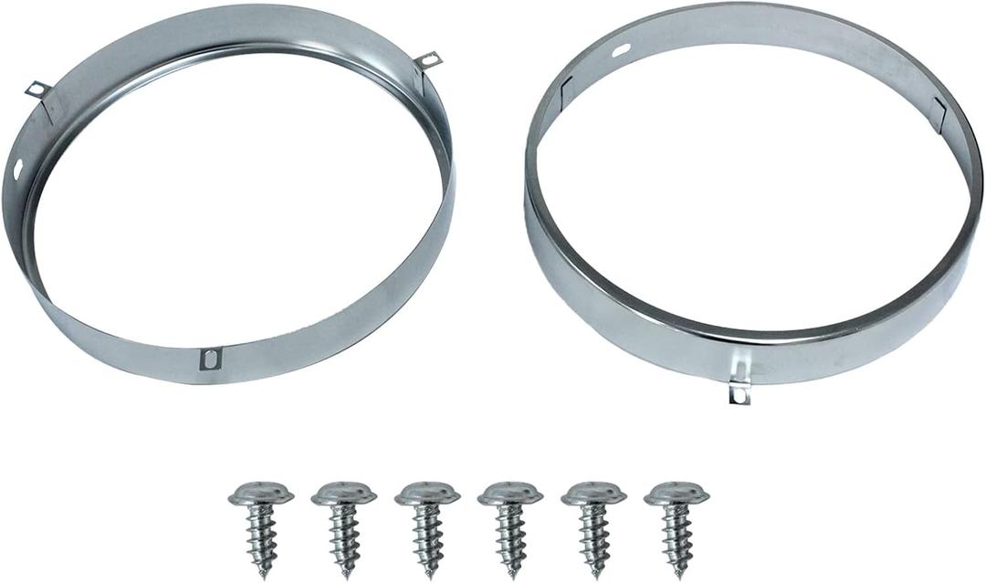 7" Headlight Bulb Retaining Retainer Trim Ring Set For Chevy Camaro Oldsmobile - Headlight Three Tab Retaining Ring Set
