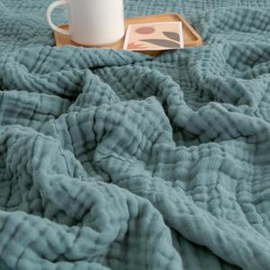 EMME Muslin Throw Blanket for Adults 100% Cotton Blankets for Couch 4-Layer Summer Breathable Gauze All Season Soft and Lightweight Pre-Washed (Teal, 50"x71")