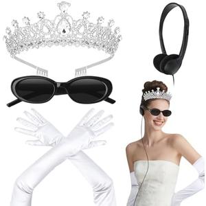 Amazon.com: Semato Princess Costume Accessories for Women Princess Bachelorette Party Crown With White Long Gloves and Sunglasses Set : Clothing, Shoes & Jewelry