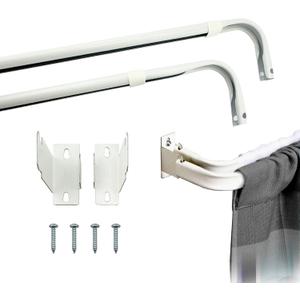Amazing Drapery Hardware Adjustable Double Curtain Rod with 2.5 and 3.5 Inch Projection - 48-86 Inches, White Finish, Includes Mounting Hardware - 1 Pack