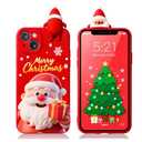 Yzniyzce Red Christmas Case for iPhone 14, Silicone Cover with Lovely 3D Santa Claus Doll Cute Patterns Design Shockproof Soft TPU Cartoon Xmas Present Skin Cases for iPhone 14 6.1", Santa Claus