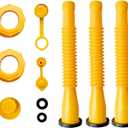 Gas Can Spout Replacement - Flexible Nozzle Kit Including Screw Collar, Spout Sealing Cap, Extra Rubber Gasket, Replacement Vent Caps for Most 1/2/5/10 Gal Oil Cans