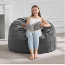 3FT Bean Bag Chair Bean Bag Chairs for Adults Giant Bean Chairs with Velvet Cover, Memory Foam BeanBag Chair Fluffy BeanBag Chairs for Living Room, Bedroom - Grey (36" x 36" x 22")