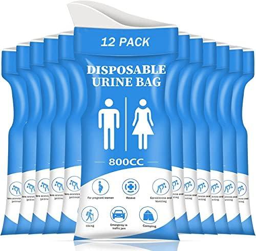 DIBBATU Disposable Urine Bag, 12 PCS Pee Bags for Travel for Women/Men, 800ML Emergency Portable Urinal Bag and Vomit Bags, Unisex Urinal Bag for Camping, Traffic Jams, Pregnant, Patient, Kids