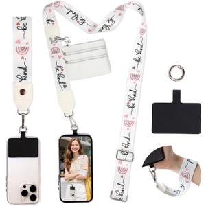 FUVLIFE Phone Lanyard Crossbody Wrist Strap, Adjustable Clip and Go Strap for Phone with Wallet Crossbody, Phone Strap with Zippered Pouch, Universal HandsFree for All Cell Phone