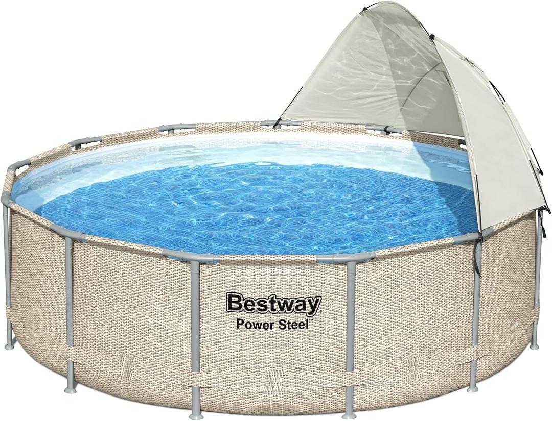 Bestway Pool Canopy Sunshade | Compatible with Round Above Ground Swimming Pools Between 10-18 in Diameter