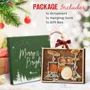 2 x Christmas Drum Ornament 2025 - Wooden Drum Set Ornaments for Christmas Tree - Drummer Gifts for Men, Women, Unique Musical Instruments Gifts for Drummers, Band, Musicians, Friends