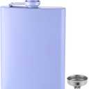 FYL Hip Flask for Liquor Matte Light Purple 8 Oz 18/8 Stainless Steel Leakproof with Funnel, Never-Lose Cap Flask