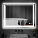 24 x 36 LED Bathroom Mirror with Lights Front and Backlit Anti-Fog Dimmable 3 Colors LED Mirror for Bathroom Memory Function Smart Mirror Wall Mounted Horizontal/Vertical