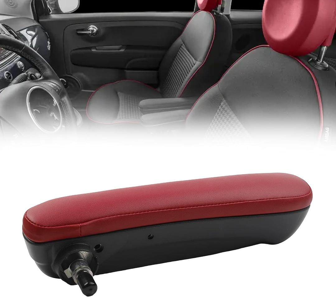 Dasbecan Front Right Side Seat Armrest Compatible with Fiat 500 2016 2017 2018 2019 Passenger Adjustable Arm Rest Elbow Support Pad Replace# 6BV48KRLAA,Red