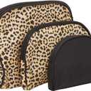 3 Pieces Leopard Makeup Bags Set for Women, Cosmetic Travel Pouch Toiletry Organizer